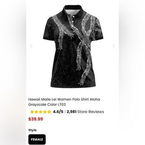 Hawaiian Flower Maile Lei Women's Black Polo Shirt Medium